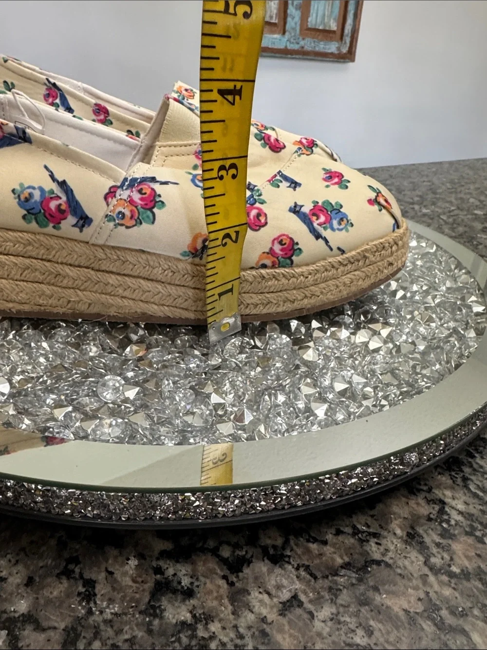 American Eagle Outfitters Cream Floral Espadrille Wedge Slip-On